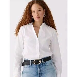 NWT J. Crew Wren Slim Shirt In Stretch Cotton Poplin White 4 *Flaw